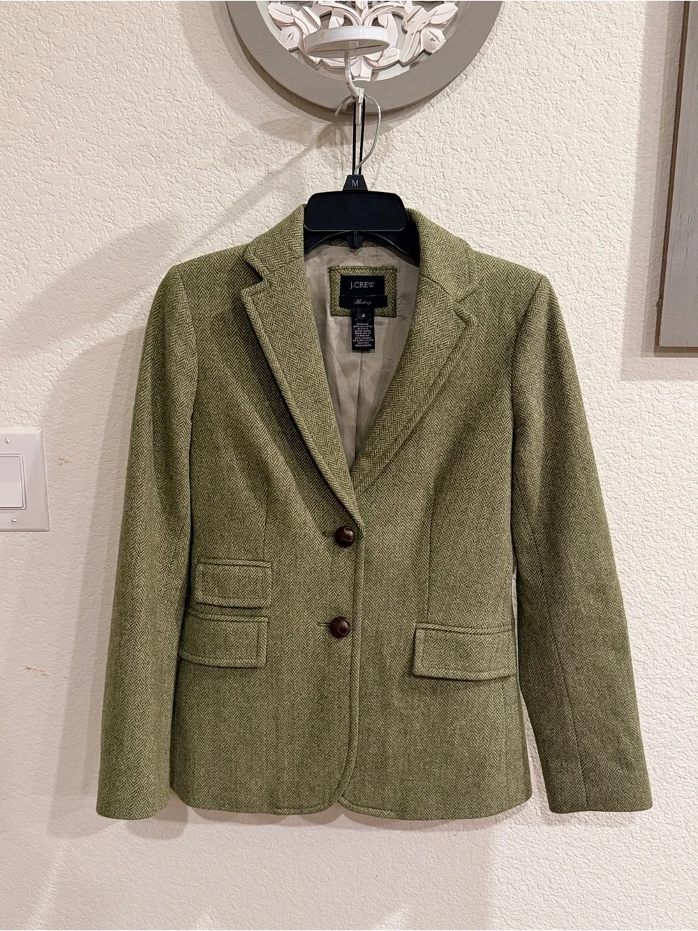J. Crew Olive Hacking 100% wool Blazer